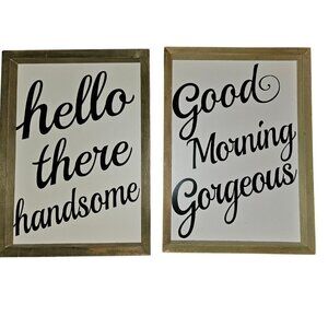 Hello There Handsome & Good Morning Gorgeous – Farmhouse Wall Décor Pair